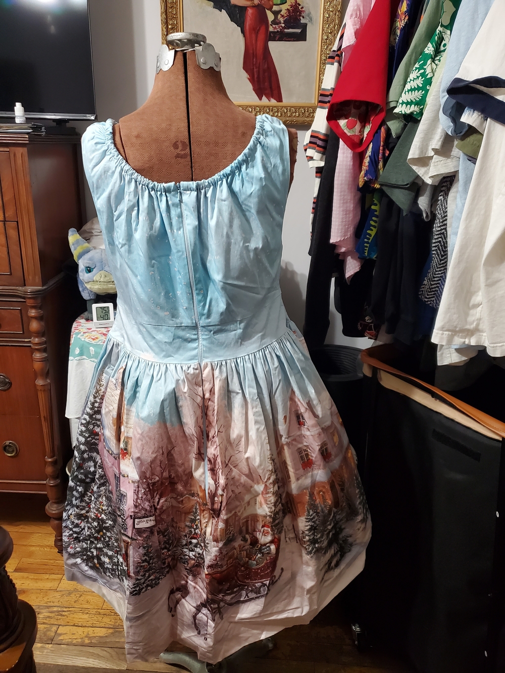 Kitten D'Amour Women's Light Blue Holiday Print Sundress - Picture 3 of 6